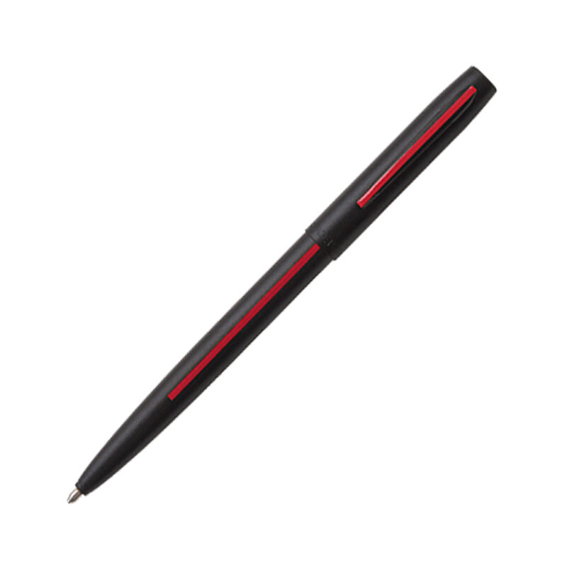BLACK FIREFIGHTER CAP-O-MATIC SPACE PEN WITH RED STRIPE - FM4BFFR