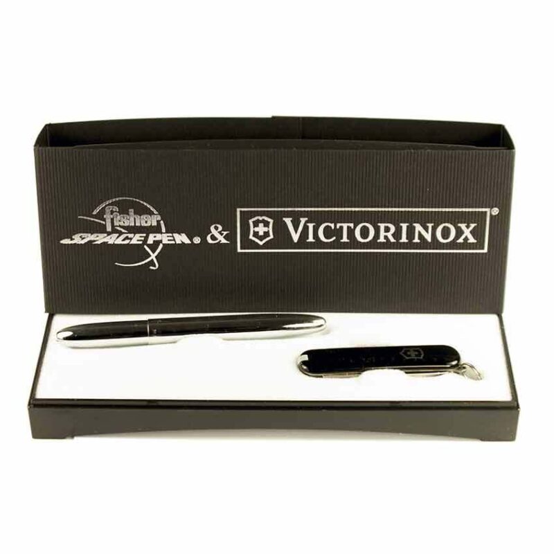 VICTORINOX SET CHROME BULLET + BLACK KNIFE