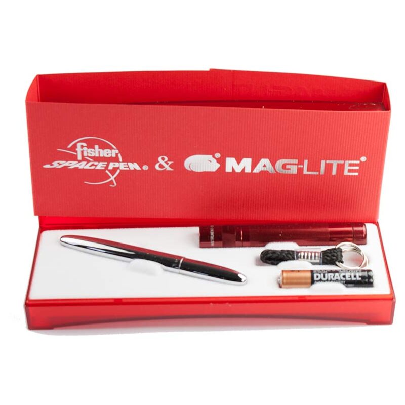 MAGLITE SET - CHROME BULLET + RED TORCH
